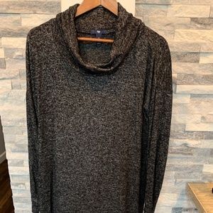 Gap black dress with white fleck. cowl neck. Polyester with spandex.